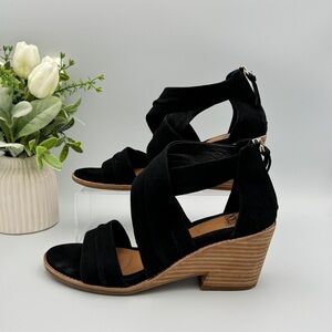 Sofft Women’s Black Strappy Leather Platform Sandals Size 8.5